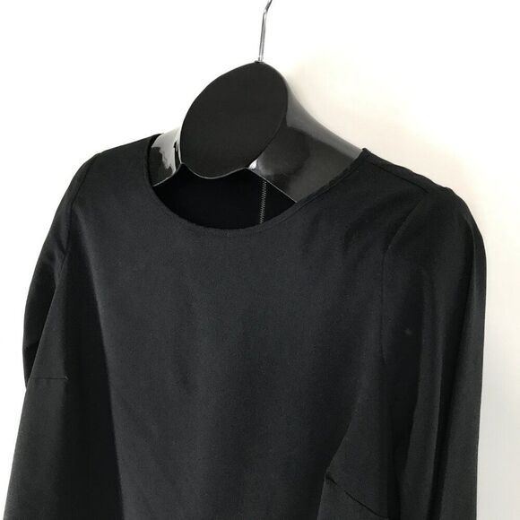 Lane Bryant Tiered Tunic Blouse Women's Plus Size 14 Black Lined Career Holiday - Picture 3 of 12